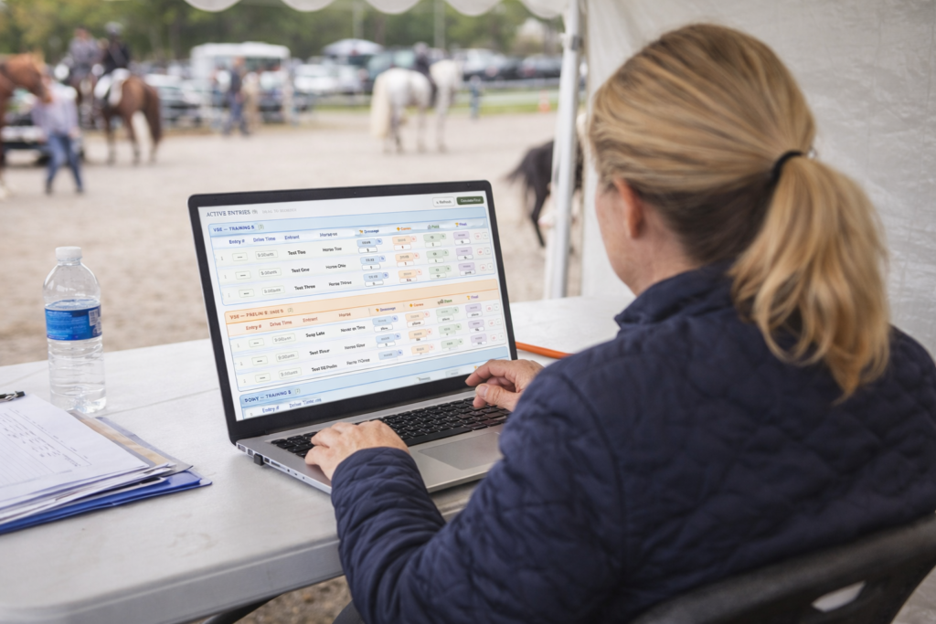 EZ Show Manager dashboard showing online horse show management tools