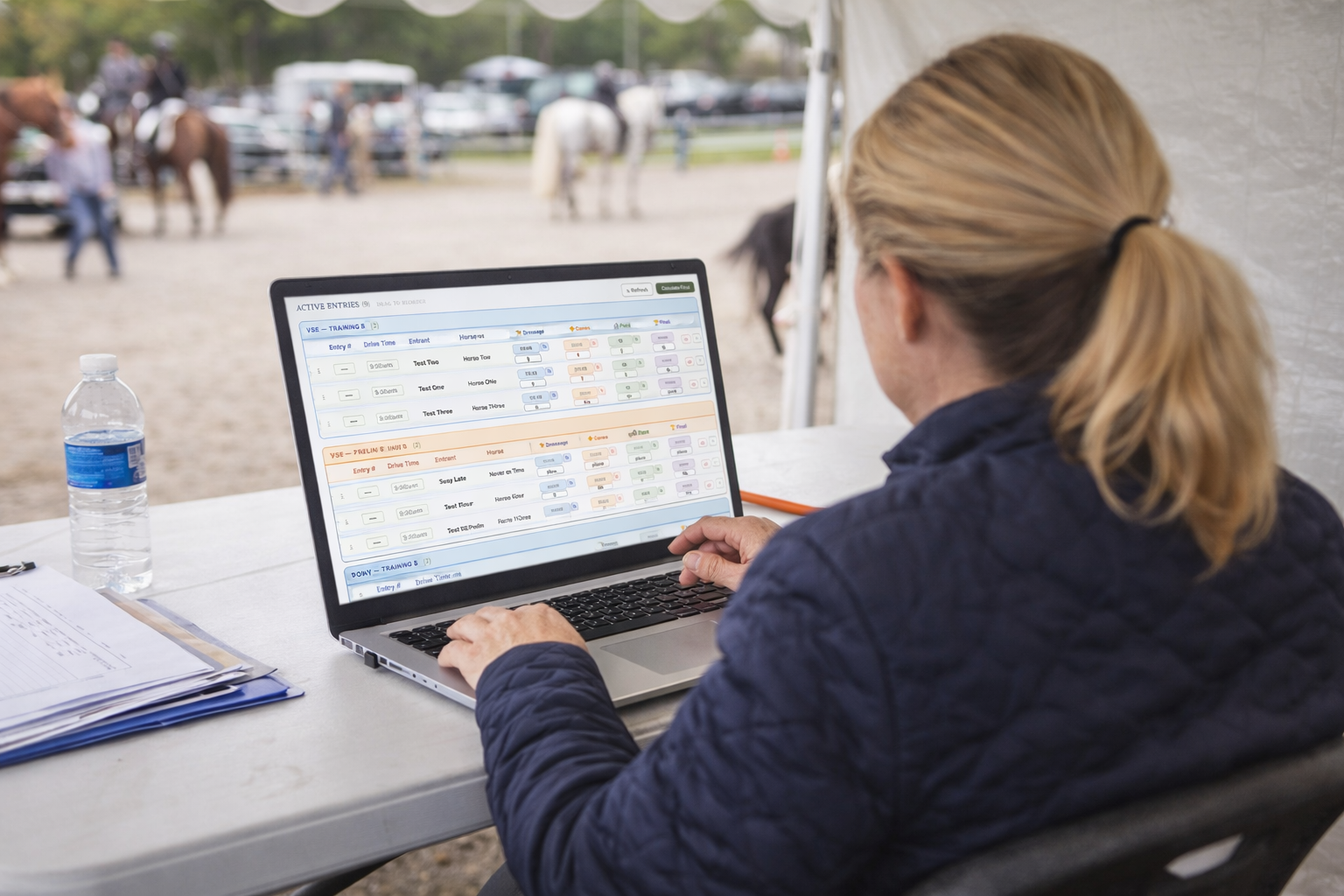 EZ Show Manager secretary dashboard in use at a horse show