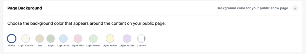 Public show page background color settings