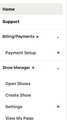 Show Manager account signup form with required fields